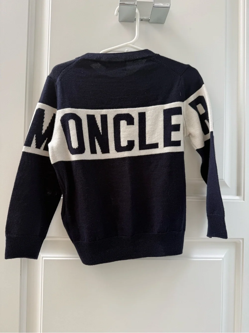Moncler Navy and White Logo Knit Pullover